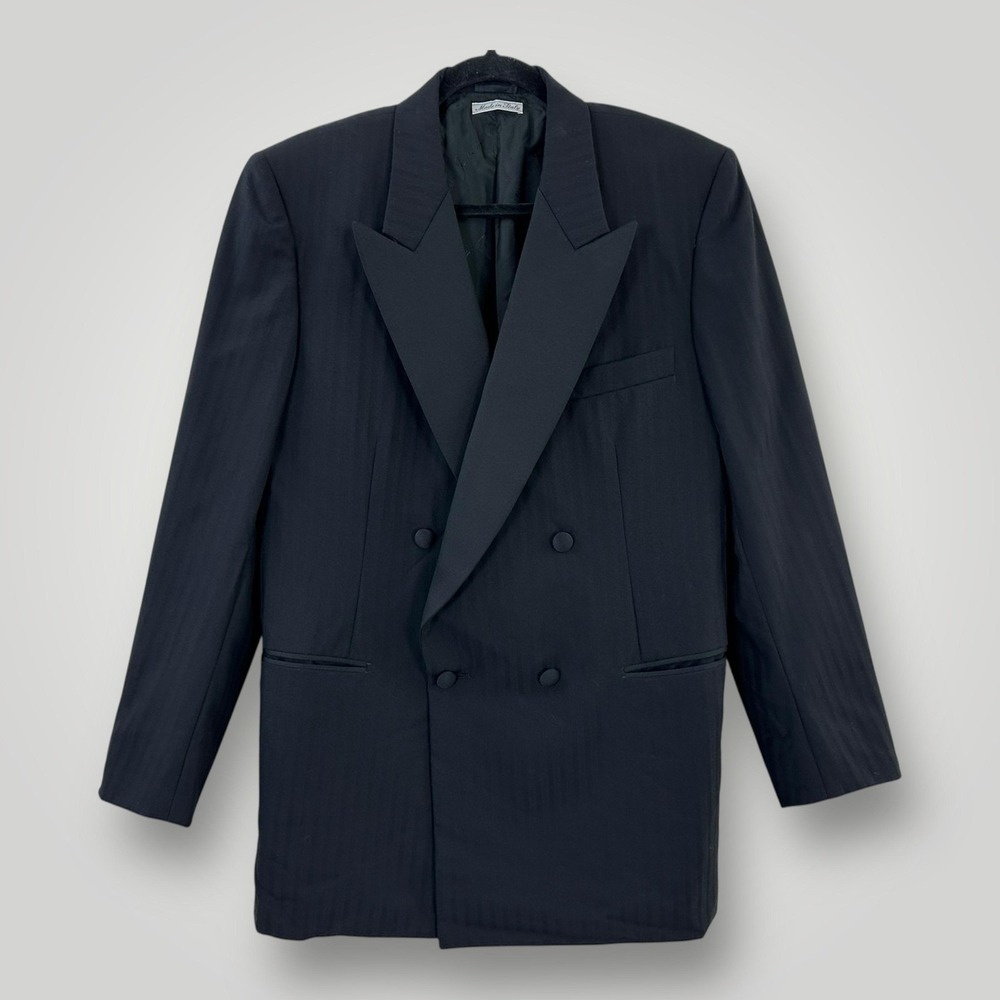 Fred‎ Hayman Wool Tuxedo Jacket Double Breasted Mens 42 (Italian 52) Italy Made